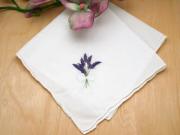 Set of 3 Purple Wildflowers Embroidered Handkerchiefs