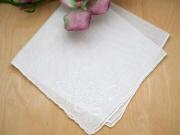 Set of 3 White Embroidered Handkerchiefs with a Daisy