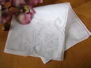 Set of 3 White Handkerchief with Rose and Scroll Embroidery