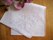 Set of 3 White Handkerchief with a Pinwheel Floral Embroidery