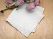 Ecru Autumn Leaf German Guipure Lace Ladies Handkerchief