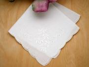 Scallop Edge German Ladies Handkerchief with Leaves