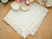 Set of 3 Ivory Honeycomb Crochet Lace Ladies Handkerchiefs