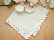 Set of 3 Ivory Daisy Tip Lace Wedding Handkerchiefs