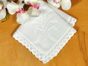 Set of 3 Ivory Lily of the Valley Hankies w/ Daisy Lace
