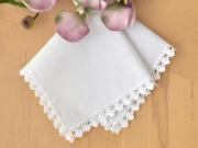 Set of 3 Flower Tip Crochet Lace Wedding Handkerchiefs