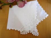 Set of 3 Crochet Lace Pineapple Corner Wedding Handkerchiefs