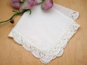 Set of 3 Scalloped Crochet Lace Wedding Handkerchiefs