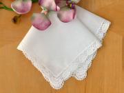 Set of 6 Scalloped Crochet Lace Wedding Handkerchiefs