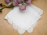 Set of 3 Scalloped Fan Lace Wedding Handkerchiefs