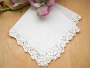 Set of 3 Butterfly Crochet Lace Wedding Handkerchiefs