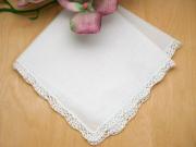 Set of 3 Small Scalloped Crochet Lace Wedding Handkerchiefs