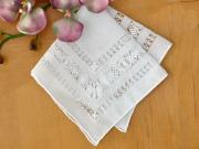 Hemstitched and Drawnwork Lace Wedding Bridal Handkerchief