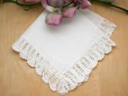 Set of 3 Scalloped Lace Border Wedding Handkerchiefs