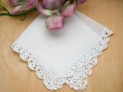 Set of 3 Small Crochet Lace Wedding Handkerchiefs