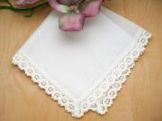 Set of 3 Daisy Tip Lace Wedding Handkerchiefs