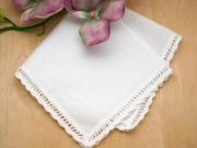 Set of 3 Scallop Ribbon Wedding Handkerchiefs