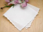 Set of 3 Small Scallop Ridge Crochet Lace Bridal Handkerchiefs