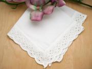 White Scallop Eyelet Lace Ladies Handkerchief