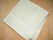 Set of 3 Ivory Mens Handkerchiefs with Satin Stripes