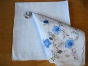 Bride and Groom Wedding Handkerchief Set with 'Something Blue'