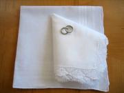 Bride and Groom Wedding Handkerchief Set with Scalloped Fan Lace