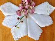 Bridal Set of 6 Different Wedding Handkerchiefs - Set B