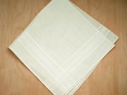 Set of 3 Ivory Woven Mens Handkerchiefs with Thin Satin Stripes