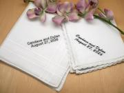 Personalized Bride Groom Hankie Bridal Set - Font F