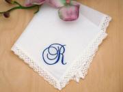 Monogrammed Wedding Hankie w/ Single Initial - Font A