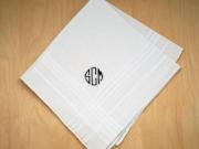 Mens Monogrammed Wedding Hankie w/ 3 Initials - Font O