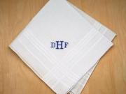 Mens Monogrammed Wedding Hankie w/ 3 Initials - Font R