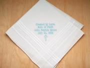 Boys Personalized Up To 3 Lines Hankie w/ Cross Font H