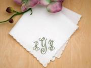Monogrammed Wedding Hankie w/ 3 Initials - Font B