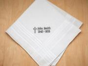 Mens Personalized In Memory Of Hankie w/ Cross Font H
