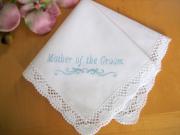 Mother of the Groom Personalized Handkerchief - Scallop Font I