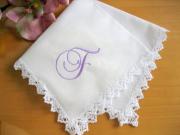 Monogrammed Wedding Hankie w/ Single Initial - Triangle Font A