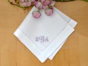 Set of 4 Monogrammed Linen Napkins w/ 3 Initials- Font J
