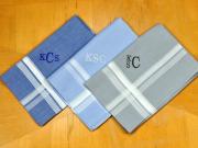 Set of 3 Assorted Monogrammed Mens Handkerchiefs - Font R
