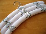Set of 3 Padded Hangers with Embroidered Blue Daisies