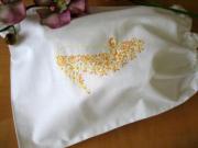 White Cotton Shoe Bag with Orange Embroidery