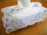 Cotton Tissue Box Cover with a Battenburg Lace Overlay