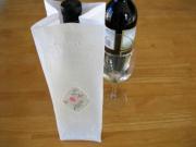 Linen Flower Embroidered Wine Bottle Gift Bag