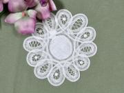 1 Dozen White Round Cocktail Napkins with Battenburg Edges