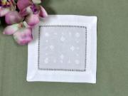 1 Dozen White Linen Cocktail Napkins with Daisies