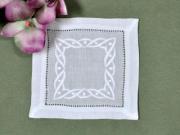 1 Dozen White Linen Cocktail Napkins with a Wave Design