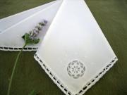 1 Dozen White Circle Crochet Lace Dinner Napkins