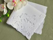 1 Dozen White Floral Cutwork Lace Dinner Napkins