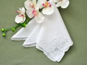 1 Dozen White Tulip Cutwork Linen Dinner Napkins