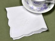 1 Dozen Tea Napkins with a Embroidered White Daisy Bouquet